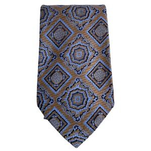 Vintage Embassy by Seabord Clothes Mens Gold Blue Geometric MedallionTie RN21533